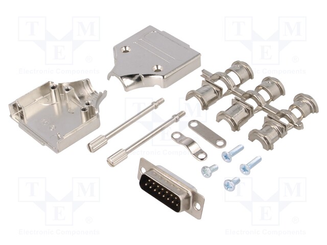 D-Sub; PIN: 15; plug; male; stamped and formed contacts; straight