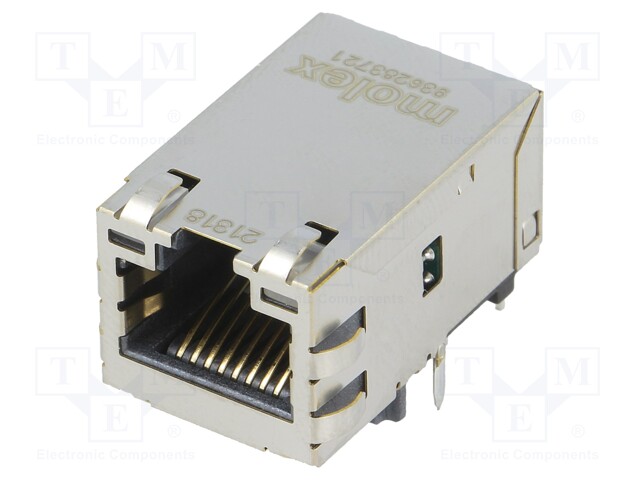 Socket; RJ45; MXMag; PIN: 8; shielded,with LED; gold-plated; THT