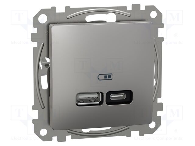 USB power socket; 220/240VAC; IP20; aluminium; Sedna; 21W
