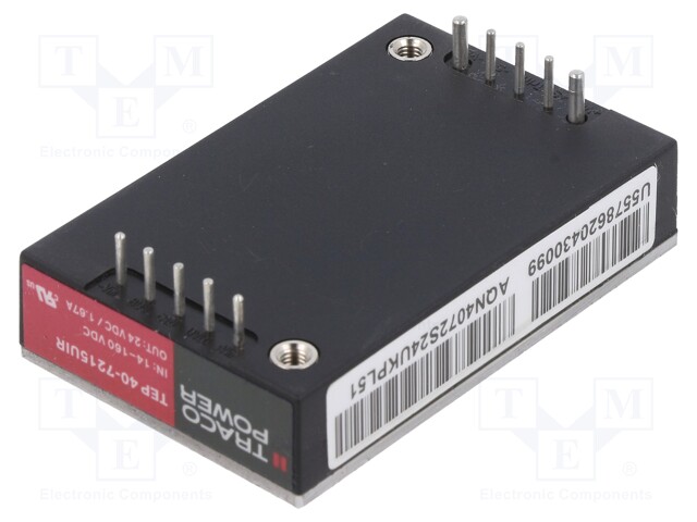 Converter: DC/DC; 40W; Uin: 14÷160V; 24VDC; Iout: 1.67A; 64g; 180kHz