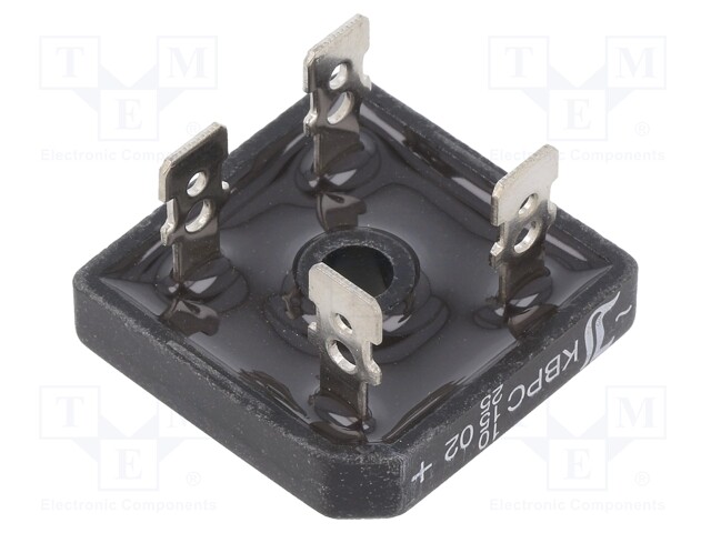 Single-phase bridge rectifier; Urmax: 200V; If: 10/15/25A; THT