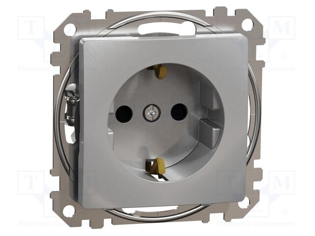 F-type socket (Schuko); 250VAC; IP20; aluminium; Sedna; 2P+PE