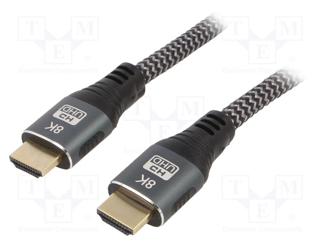 Cable; HDMI 2.1; HDMI plug,both sides; 1m; black; Core: Cu