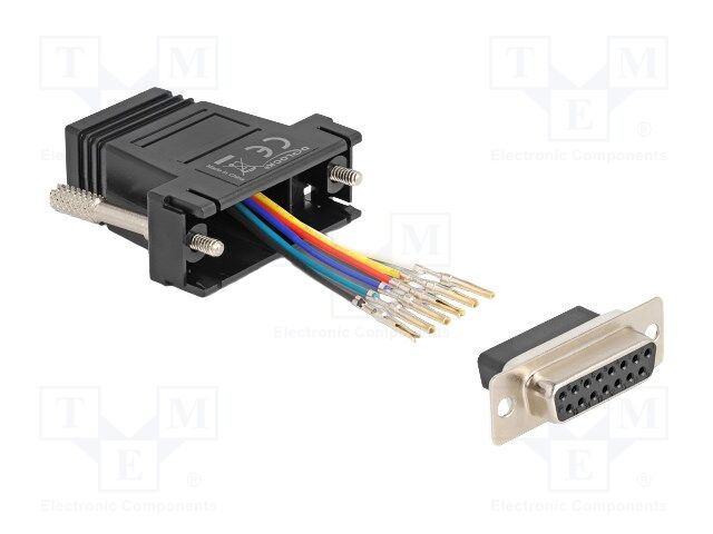 Adapter; D-Sub 15pin socket,RJ12 socket; black