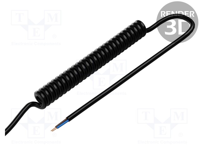 Wire: coiled; 2x0,22mm2; unshielded; PUR; black; 300V; 1000mm