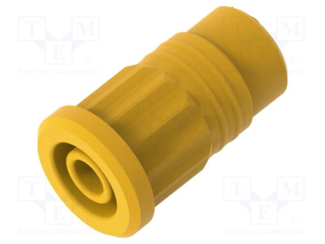 Connector: 4mm banana; socket; 36A; yellow; nickel plated; 24mm