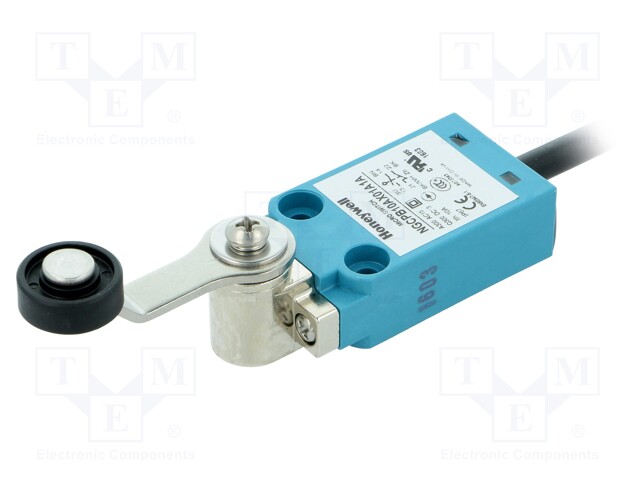 Limit switch; lever R 40mm, plastic roller Ø18mm; NO + NC; 10A