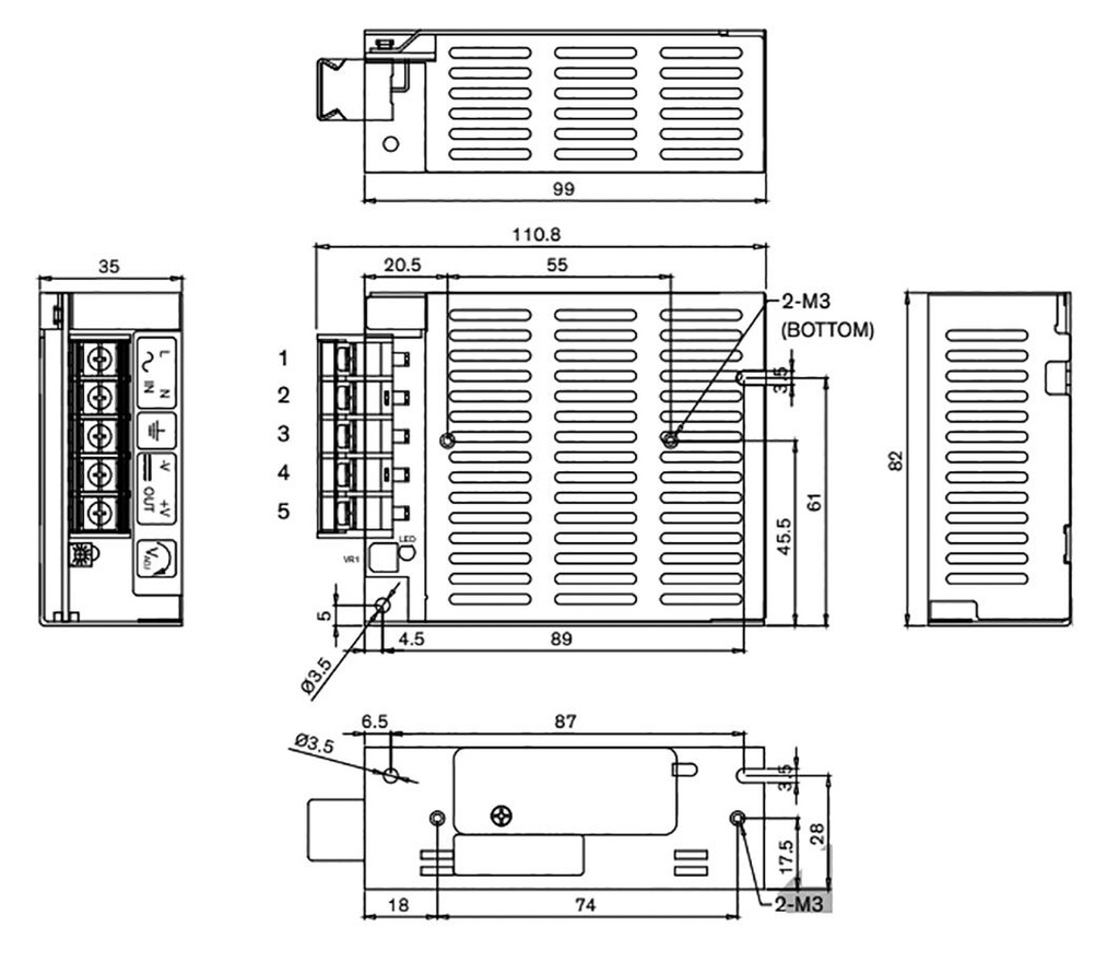 Power supply: switched-mode; modular; 40W; 3.3VDC; 12A; OUT: 1; 340g