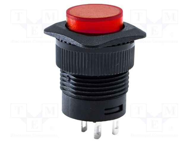Switch: push-button; Pos: 2; SPST; 1.5A/250VAC; red; Rcont max: 50mΩ
