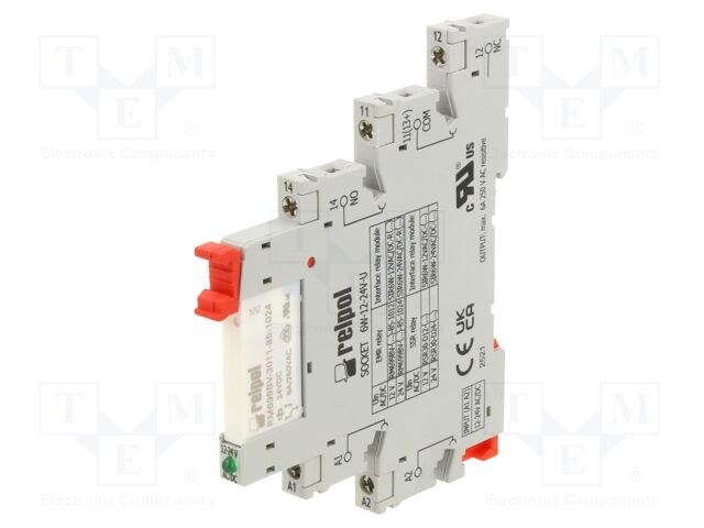 Relay: interface; SPDT; Ucoil: 24VAC,24VDC; 6A; 6A/250VAC; 6A/30VDC