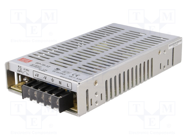 Power supply: switched-mode; modular; 75.6W; 12VDC; 179x99x33mm