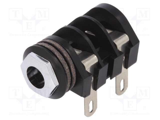 Socket; Jack 6,35mm; female; mono; angled 90°; for panel mounting