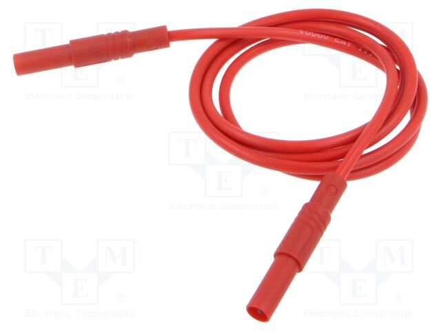 Test lead; 16A; banana plug 4mm,both sides; insulated; Len: 1m