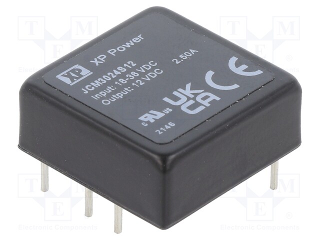 Isolated Board Mount DC/DC Converter, ITE, 1 Output, 30 W, 12 V, 2.5 A