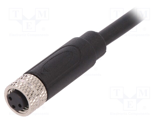Connector: M8; female; PIN: 3; straight; plug; 3A; 60V; IP67; 1m; TPU