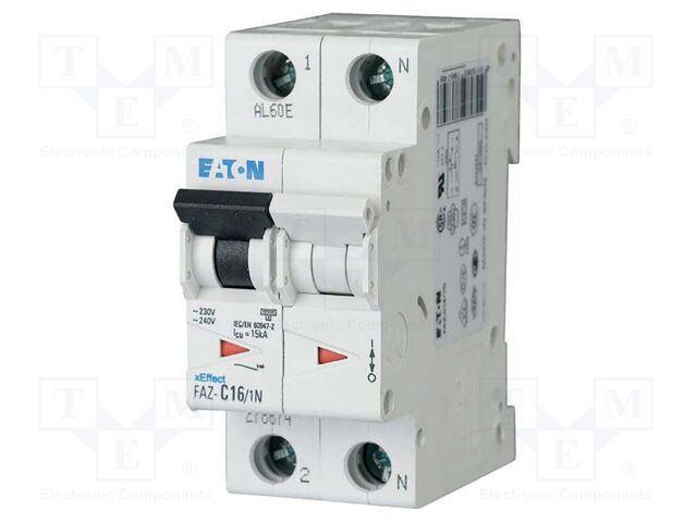 Circuit breaker; 230/400VAC; Inom: 15A; Poles: 1+N; DIN; Charact: B