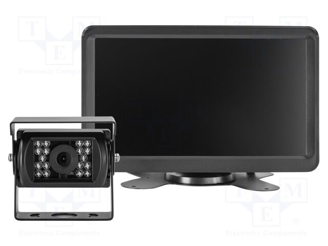 Rear view camera; 1024x600; 113°; black; 12VDC; 7"; 76x60.4x73.8mm