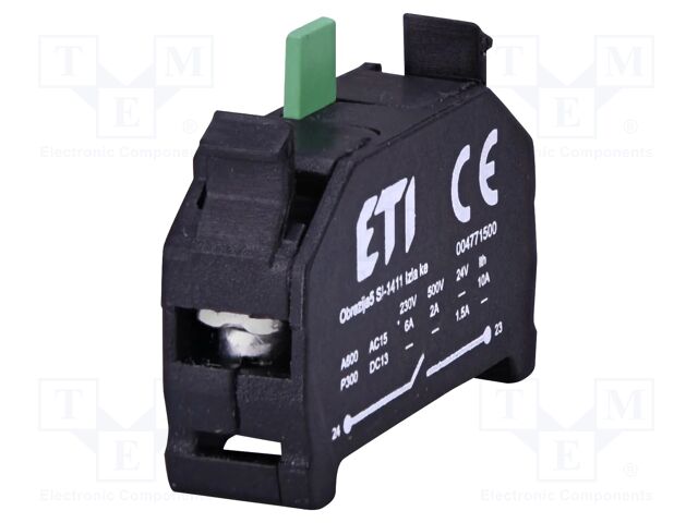 Contact block; E; spring clamps; green; Contacts: NO; 24VDC; 230VAC