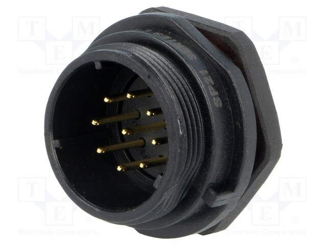 Socket; male; SP21; PIN: 9; IP68; soldering; 500V; 0.75mm2; 5A