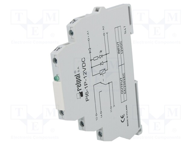 Relay: interface; SPDT; Ucoil: 12VDC; 6A; SPDT; 6A/230VAC; 6A/24VDC