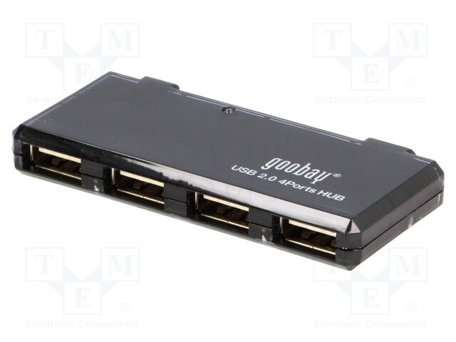 Hub USB; USB 1.1,USB 2.0; black; Number of ports: 4; 480Mbps; 0.4m