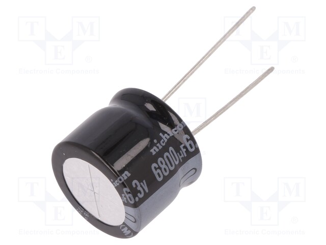 Capacitor: electrolytic; THT; 6800uF; 6.3VDC; Ø18x15mm; ±20%; 1000h
