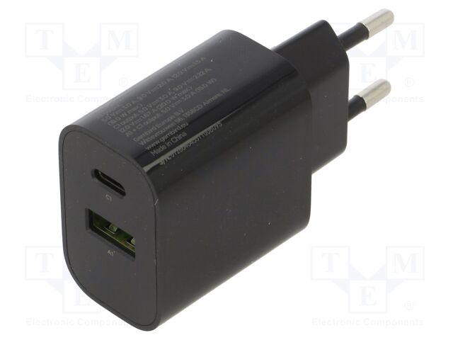 Power supply: switching; mains,plug-in; 5VDC,; 3.4A; 20W; black