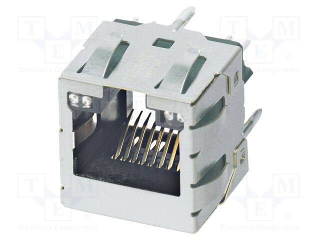 Socket; RJ45; PIN: 8; gold-plated; Layout: 8p8c; on PCBs; THT