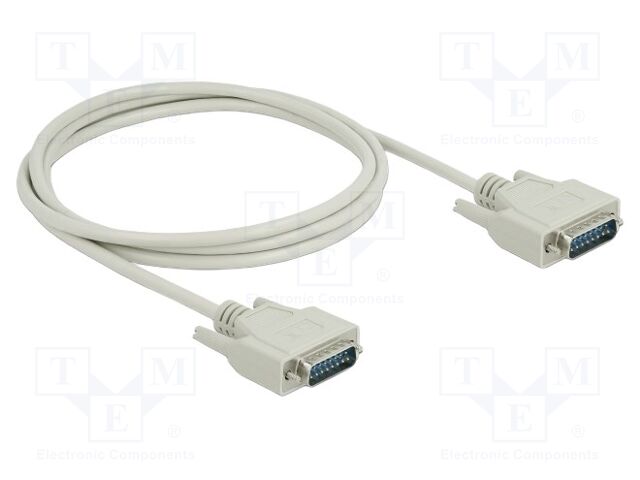 Cable; D-Sub 15pin plug,both sides; Len: 2m; beige; Øcable: 6mm