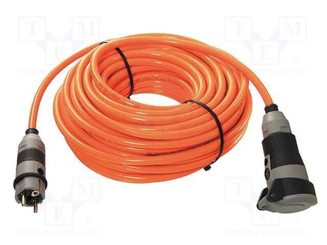 Extension lead; 3G2.5mm2; with flap; Sockets: 1; PUR; orange; 10m