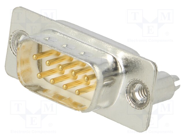 D-Sub; PIN: 9; socket; male; on PCBs,PCB snap; straight; THT