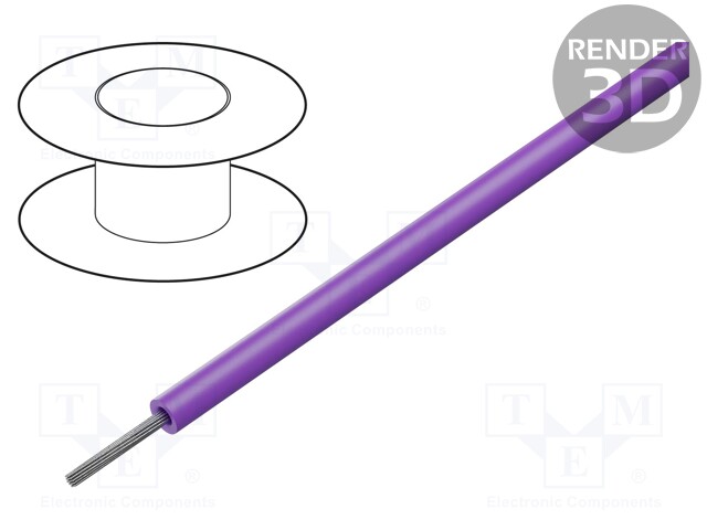 Wire; HookUp Wire PVC; stranded; Cu; 16AWG; violet; PVC; 300V; 30.5m