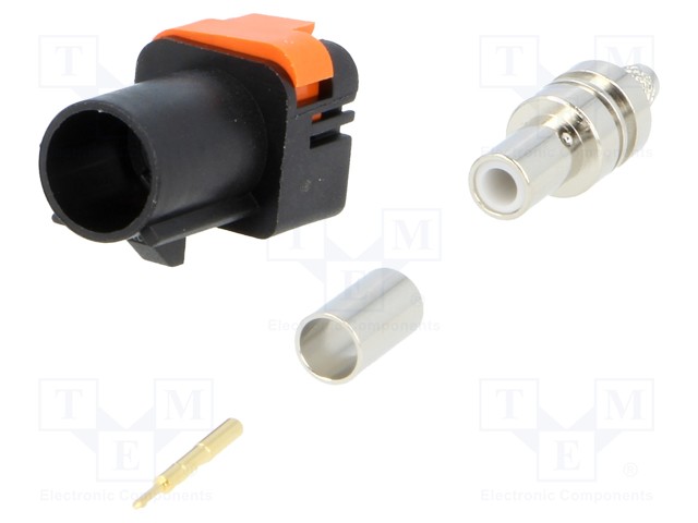 Plug; FAKRA II SMB; male; straight; RG174,RG316; crimped; black