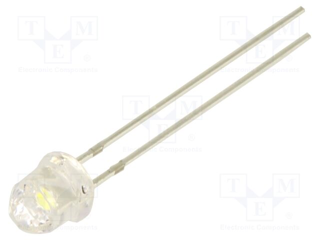 LED; white warm; 4.85mm; 1560mcd; Front: convex; 3000K; THT; 3.1VDC