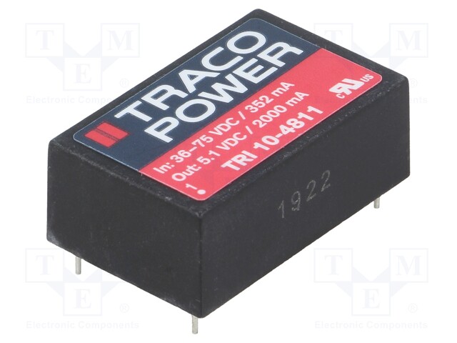 Converter: DC/DC; 10W; Uin: 36÷75V; Uout: 5.1VDC; Iout: 2A; DIP24