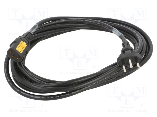Cable; 3x1mm2; IEC C13 female,SEV-1011 (J) plug; PVC; 5m; black