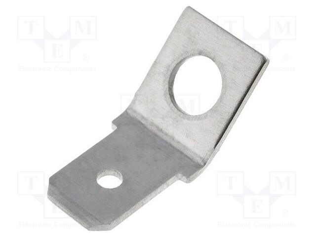 Terminal: flat; 6.3mm; 0.8mm; male; M4; screw; brass; angled 45°