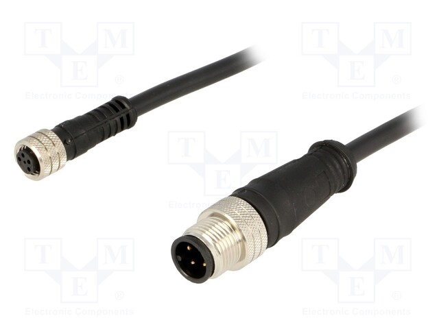 Cable: for sensors/automation; M12-M8; PIN: 4; 2m; Insulation: PVC