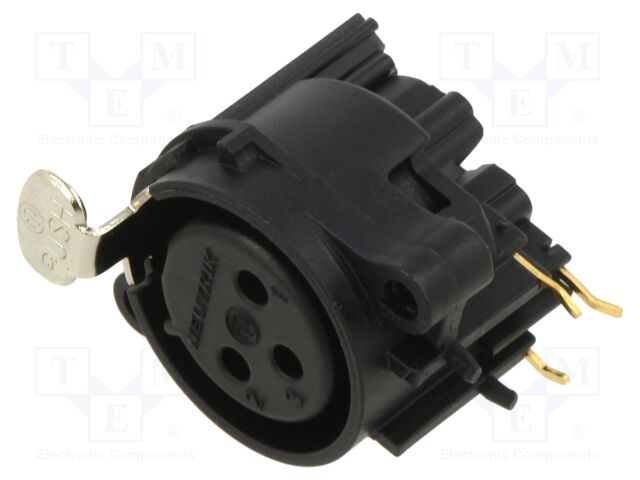 Connector: XLR; socket; female; PIN: 3; angled 90°; THT; black; 6A
