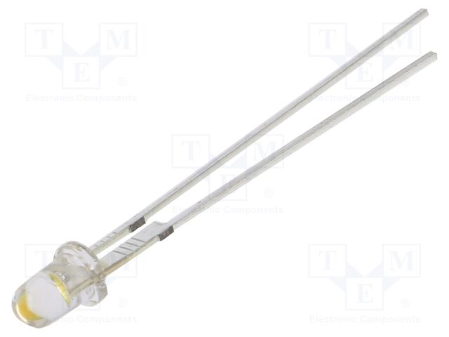 LED; white warm; 3mm; 85000mcd; 15°; Front: convex; 3.2÷3.6VDC