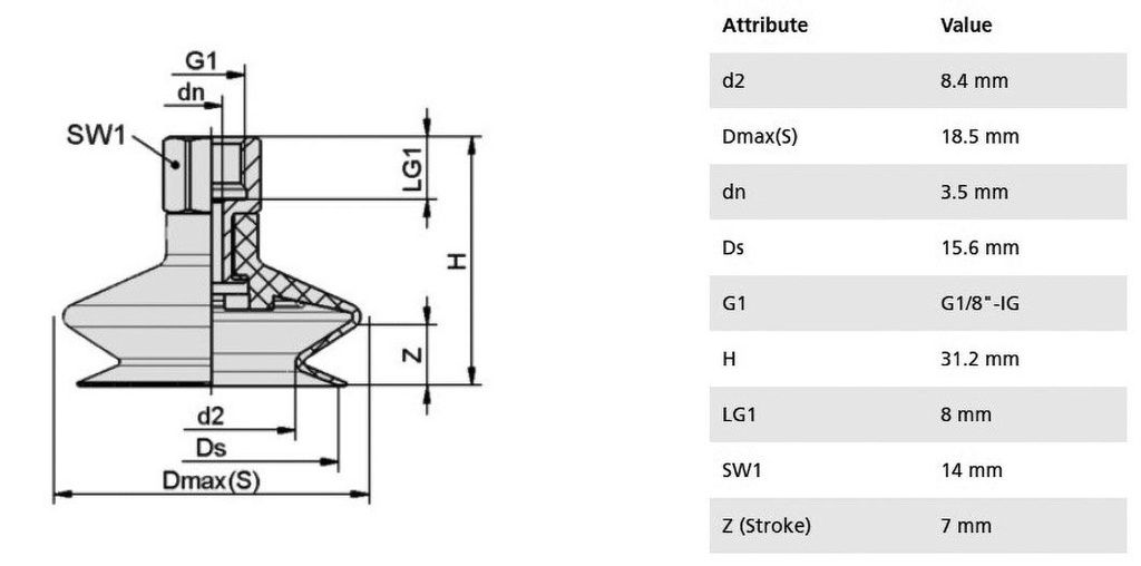 Component: suction cup; Man.series: FSGA; Mounting: G1/8-IG; 5.4g