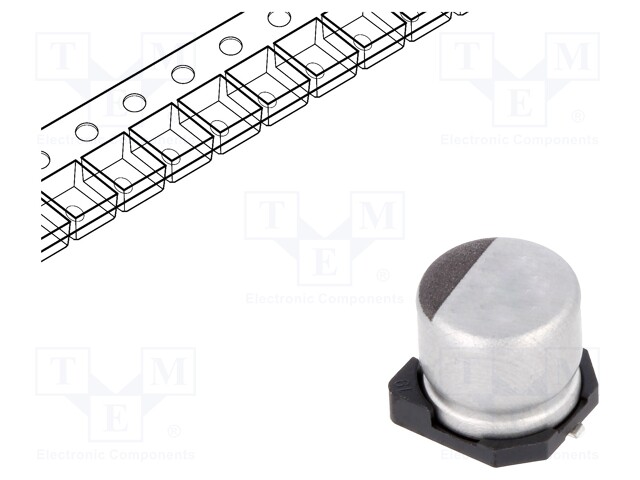 SMD Aluminium Electrolytic Capacitor, Radial Can - SMD, 47 µF, 50 V, UD Series, 2000 hours @ 105°C
