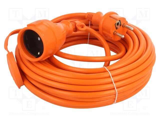 Extension lead; Sockets: 1; PVC; orange; 3x1,5mm2; 15m; 16A