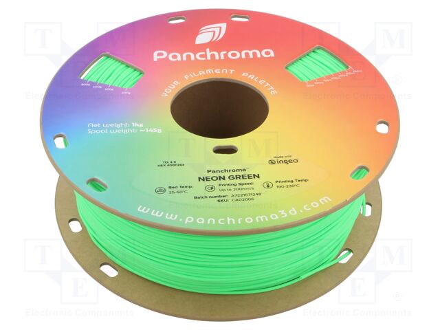 Filament: PLA; 1.75mm; neon green; 190÷230°C; 1kg; Panchroma™