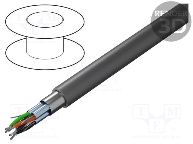 Wire; Alpha Essential C&C; 6x2x18AWG; PVC; dark grey; 300V; 30.5m
