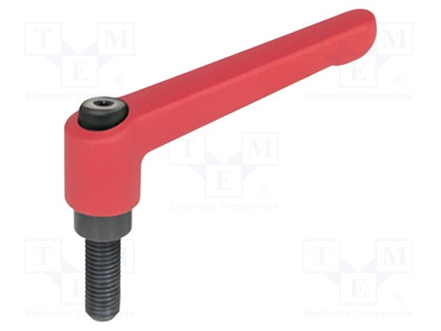Lever; adjustable; Thread len: 20mm; Lever length: 45mm; Body: red