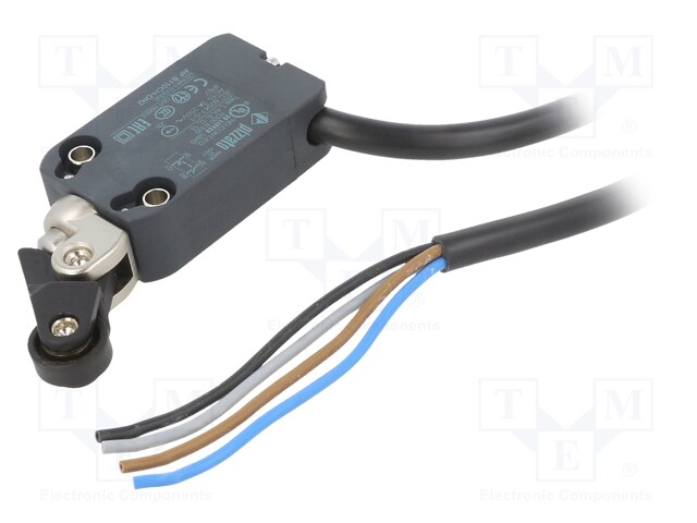 Limit switch; lever R 30,3mm, plastic roller Ø14mm; NO + NC