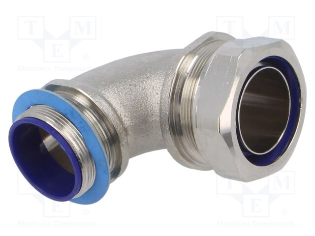 90° angled connector; Thread: metric,non-swivel,outside; brass