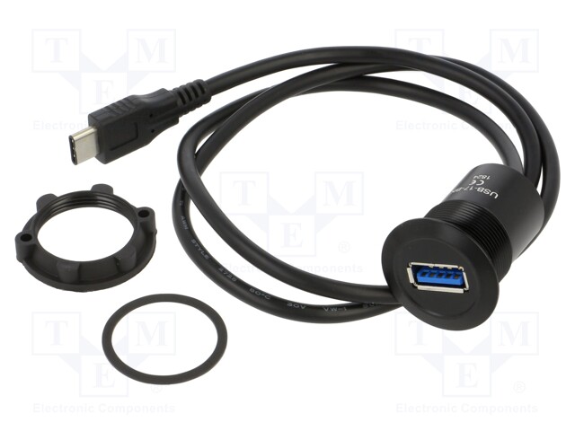Adapter; USB A socket,USB C plug; Thread: M22; 1÷10mm