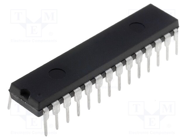 PIC microcontroller; Memory: 32kB; SRAM: 1024B; EEPROM: 256B; THT